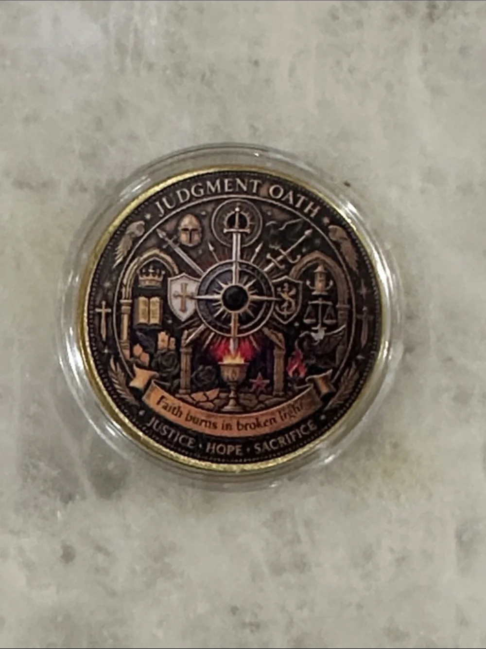 Dark Paladin Decorative Coin - Black and Gold Accent